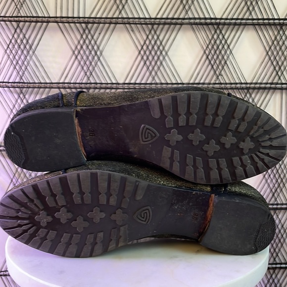 AGL black and distressed gold Leather Lace-Up Oxford Loafer Flats Menswear 6.5 - Picture 4 of 13